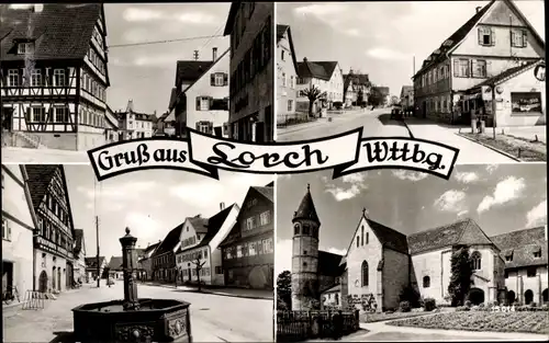 Ak Lorch im Remstal Württemberg, Fachwerkhaus, Straßenansicht, Brunnen, Turm