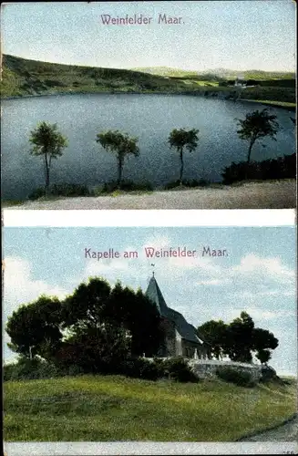 Ak Schalkenmehren in der Eifel, Weinfelder Maar, Kapelle