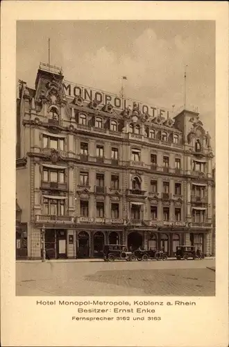 Ak Koblenz am Rhein, Hotel Monopol-Metropole