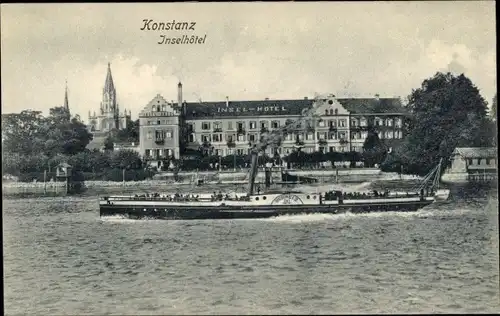 Ak Konstanz am Bodensee, Inselhotel, Dampfer Schweiz