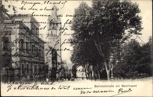 Ak Pforzheim im Schwarzwald, Bahnhofstraße, Bezirksamt