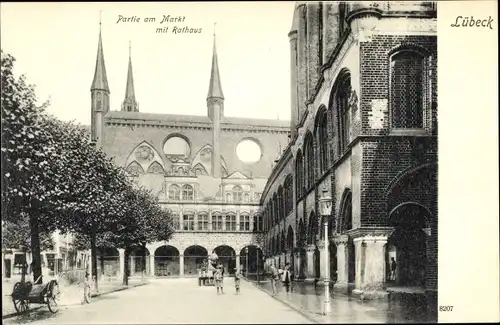 Ak Lübeck, Markt mit Rathaus