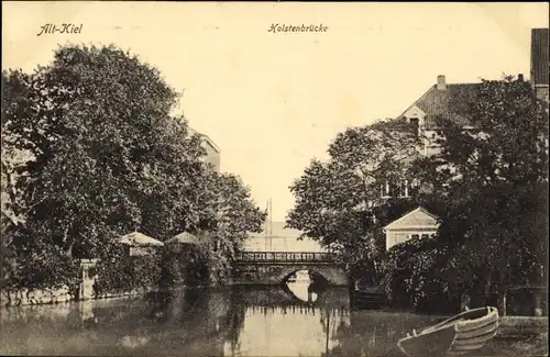 Ak Kiel in Schleswig Holstein, Holstenbrücke, Flusspartie