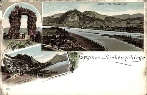 Litho Remagen im Kreis Ahrweiler, Rolandsbogen, Terrassenpartie