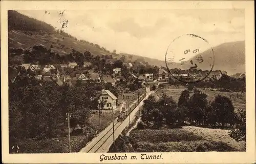 Ak Gausbach Forbach im Schwarzwald Baden, m. Tunnel, Gleise, Zug