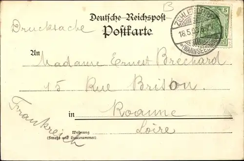 Ak Berlin Zehlendorf Wannsee, Panorama, Segelboot