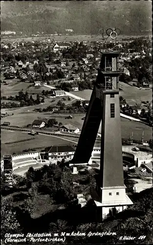 Ak Garmisch Partenkirchen in Oberbayern, Olympia Skistadion mit 38m hohem Sprungturm