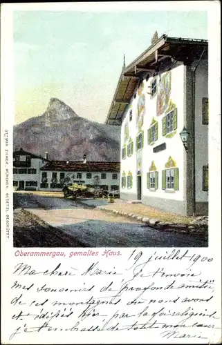Ak Oberammergau in Oberbayern, gemaltes Haus