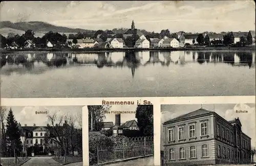 Ak Rammenau in Sachsen, Schloss, Fichte Denkmal, Schule