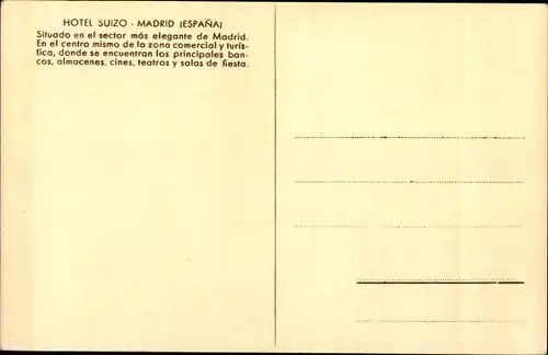 Ak Madrid Spanien, Hotel Suizo, Hortaleza 2, Gran Via, Paneria