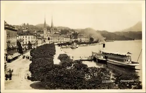 Ak Luzern Stadt Schweiz, Promenade, MS Schweiz