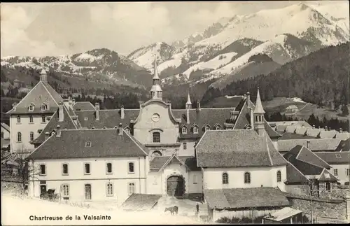 Ak Val de Charmey Kanton Freiburg, Kloster Chartreuse de la Valsainte