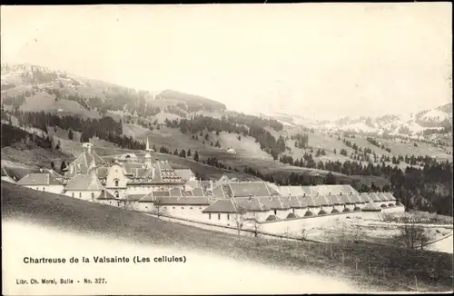 Ak Val de Charmey Kanton Freiburg, Kloster Chartreuse de la Valsainte, Les cullules