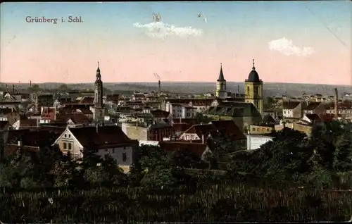 Ak Zielona Góra Grünberg Schlesien, Panorama