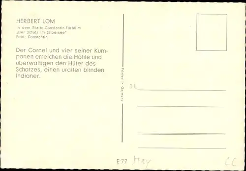 Ak Der Schatz im Silbersee, Herbert Lom in einer Höhle, Karl May