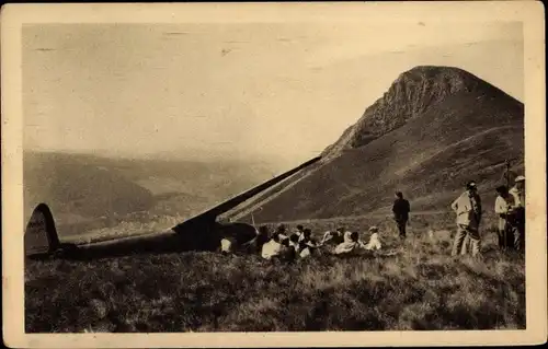 Ak Puy de Dôme, La Banne d'Ordanche, Au sol, L'Avia 41 P, Segelflugzeug am Boden