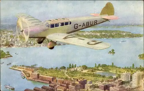 Künstler Ak Howard, C. T., Britisches Passagierflugzeug, Percival Gull, G ABUR