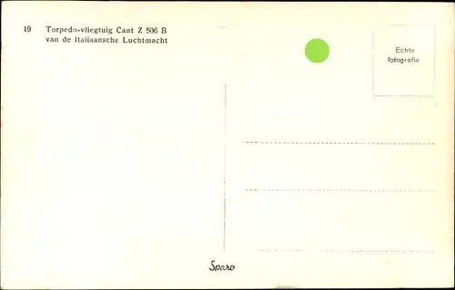 Ak Italienisches Militärflugzeug, Torpedo vliegtuig, Cant Z 506 B