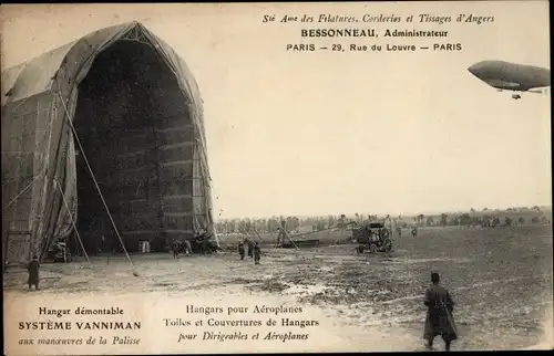 Ak Paris, Hangar demontable, Hangars pours Aeroplanes, Dirigeable, Zeppelin