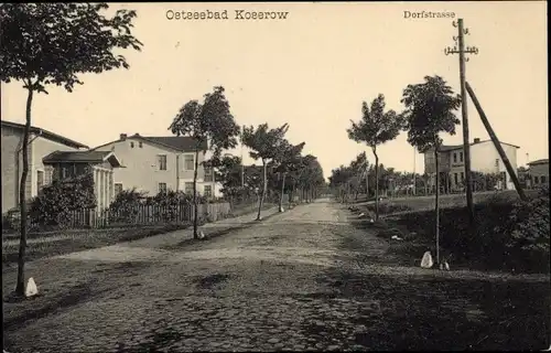 Ak Koserow an der Ostsee Usedom, Dorfstraße, Wohnhäuser