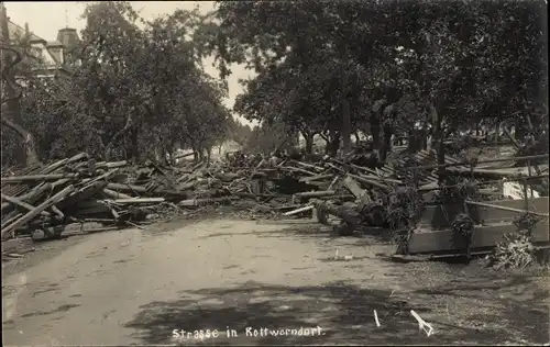 Foto Ak Rottwerndorf Pirna in Sachsen, Straße, Schutt, Hochwasser?