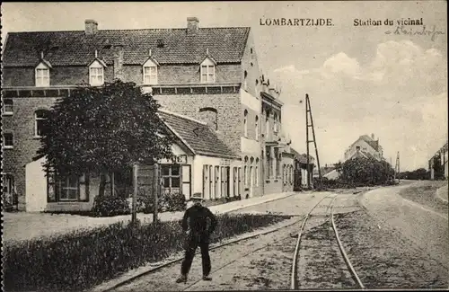 Ak Lombardsijde Lombartzyde Westflandern, Station du vicinal
