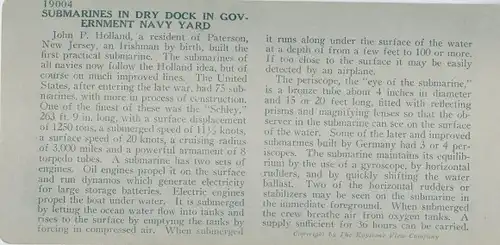 Stereo Foto Submarines in dry dock in Government Navy Yard, I WK