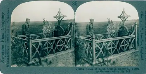 Stereo Foto Marne, Grave of Lieut. Quentin Roosevelt, I WK