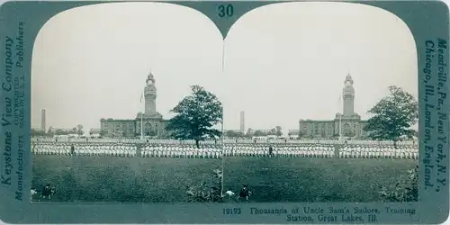 Stereo Foto Thousands of Uncle Sam's Sailors, Great Training Station, Michigan