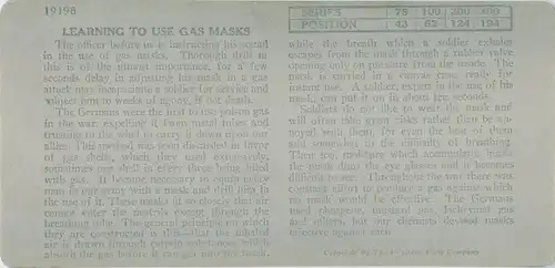 Stereo Foto Learning to use gas masks, US Army, France, I WK