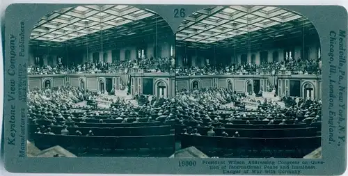 Stereo Foto President Wilson addressing Congress, I WK