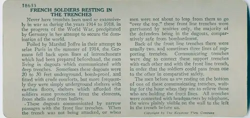 Stereo Foto French Soldiers resting in the Trenches, I WK