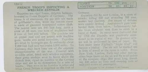 Stereo Foto French troops inspecting a wrecked Zeppelin, I WK