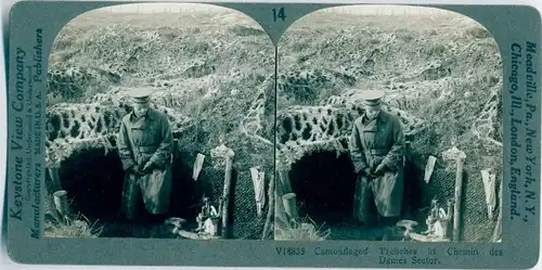 Stereo Foto Camouflaged trenches in Chemin des Dames Sector, I WK