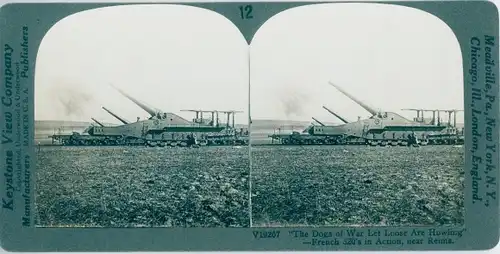 Stereo Foto Marne, French 320's defending Reims, I WK
