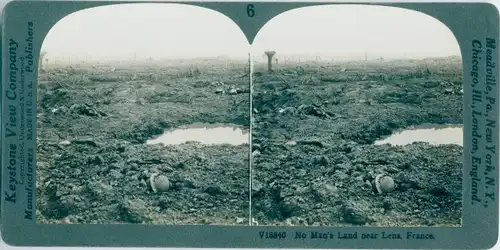 Stereo Foto Lens Pas de Calais, No Man''s Land, Schlachtfeld, I WK