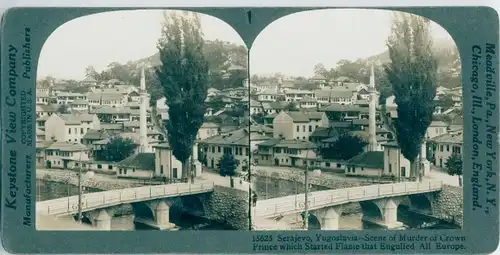 Stereo Foto Sarajevo Bosnien Herzegowina, Scene of Murder of Crown Prince