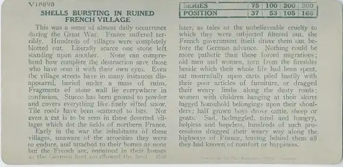 Stereo Foto Shells bursting in ruined french village, I WK