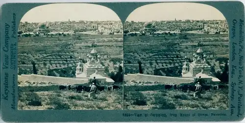 Stereo Foto Jerusalem Israel, View from Mount of Olives, Palestine