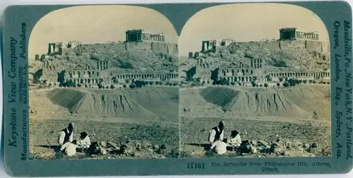 Stereo Foto Athen Griechenland, The Acropolis from Philapoppos Hill