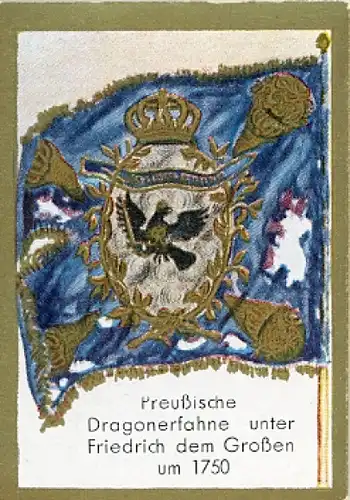 Sammelbild Historische Fahnen Bild 148, Preuß. Dragonerfahne unter Friedrich d. Großen um 1750