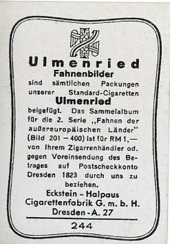 Sammelbild Ulmenried Fahnen außereurop. Länder Nr. 244, Malaienstaaten Kedah Sultansstandarte