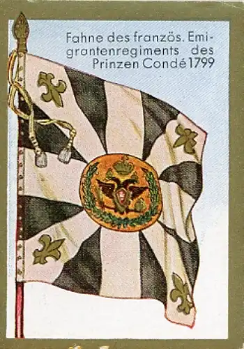 Sammelbild Historische Fahnen Bild 165, Fahne d. französ. Emigrantenregiments de Prinzen Condé 1799