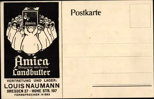 Ak Dresden, Reklame, Amica Margarine, Louis Naumann, Hohe Straße 107