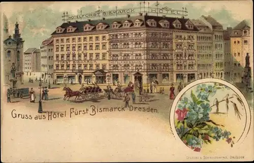 Litho Dresden Zentrum Altstadt, Hotel Fürst Bismarck