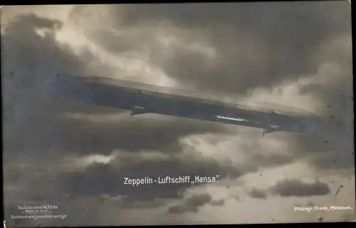 Ak Zeppelin Luftschiff Hansa, LZ 13, Sanke No. 320