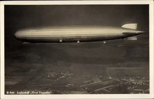Ak Bâle Basel Stadt Schweiz, Luftschiff LZ 127 Graf Zeppelin über der Stadt