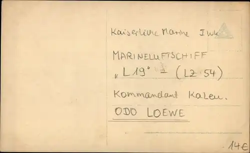 Ak Kapitänleutnant Odo Loewe, Kommandant des verunglückten Marineluftschiffs Zeppelin L19