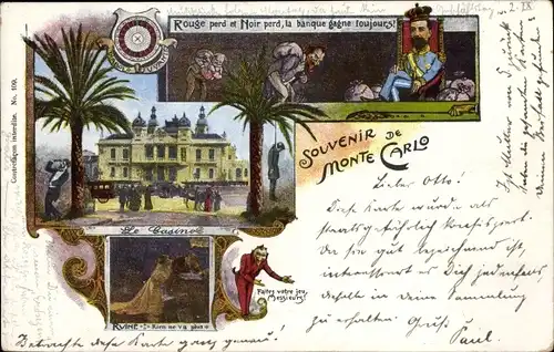 Litho Monte Carlo Monaco, Casino, Glücksspiel, Fürst Albert I., Teufel