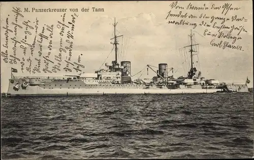 Ak Deutsches Kriegsschiff, SMS Von der Tann, Panzerkreuzer, Kaiserliche Marine